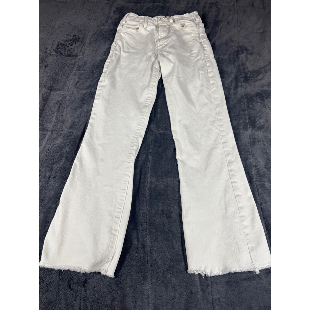 Mother White High Rise Raw Hem‎ Denim Jeans Size 24 Made in USA